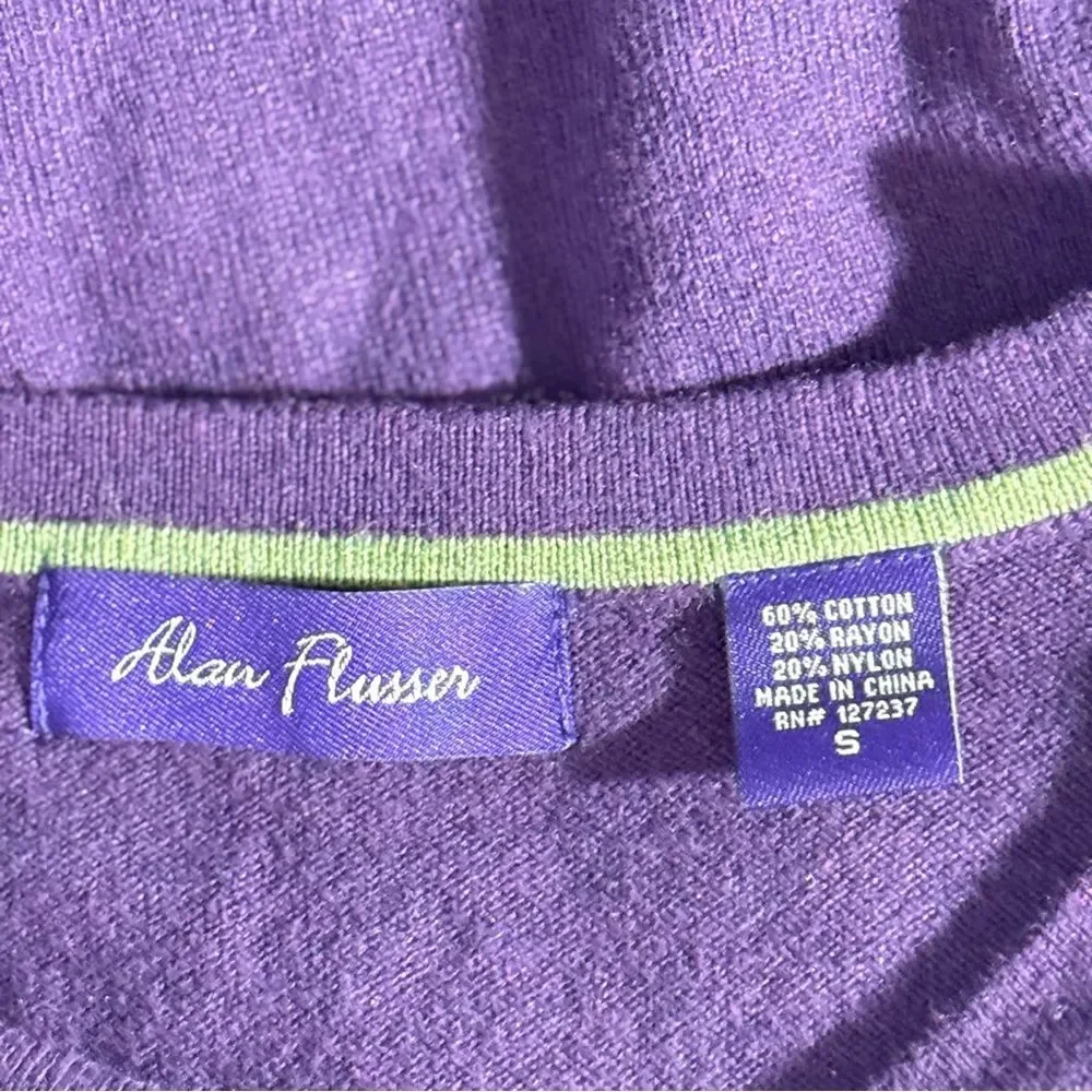 Alan Flusser‎ Men's Purple V-Neck Sweater Lightweight size Small